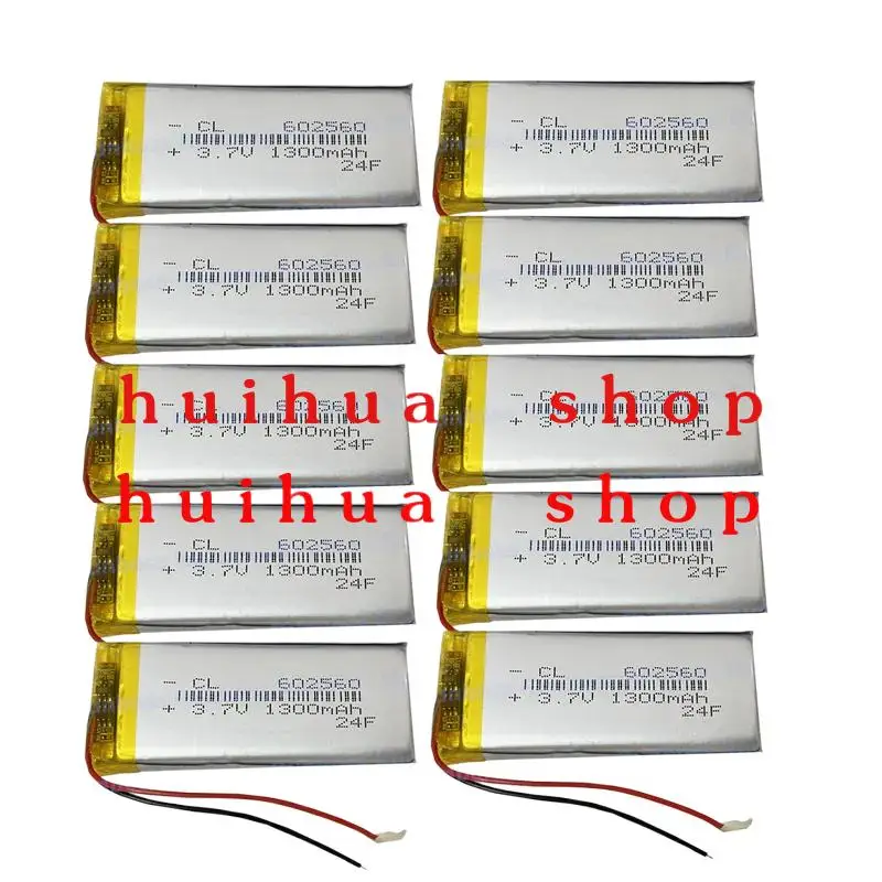 

10 PCS 602560 3.7V 1300mAh Lithium Polymer LiPo Rechargeable Battery Cell For Mp3 DVD Mobile Phone Bluetooth Led Light Massager