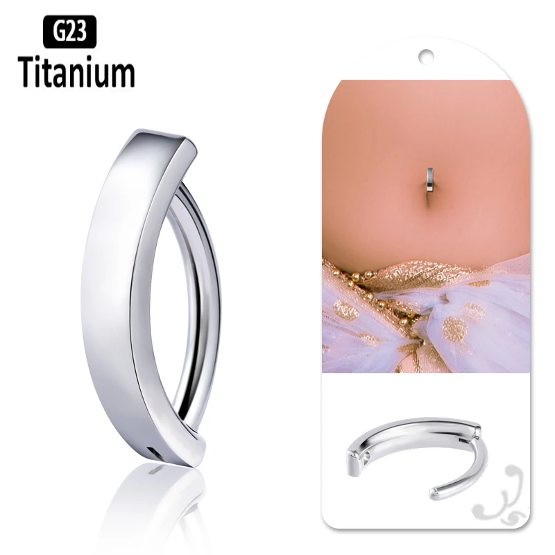 G23 Titanium Piercing 14G Belly Button Ring Reverse Curved Navel 10/12mm Women Bar Length Barbell Piercing Body Jewelry Earrings