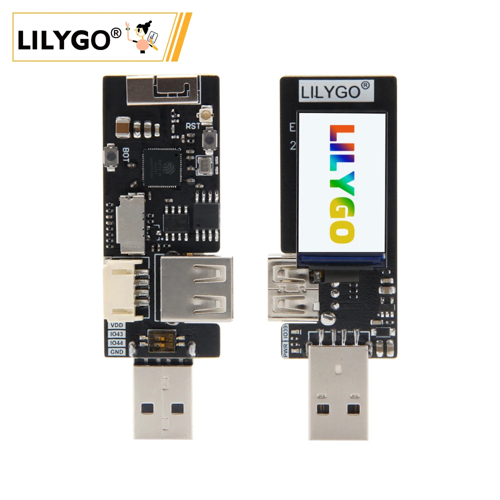 

LILYGO T-Dongle ESP32-S2: Wi-Fi, 1.14" ST7789V LCD, USB OTG, DIP Switch, IPEX, Supports Arduino-IDE/ESP-IDF
