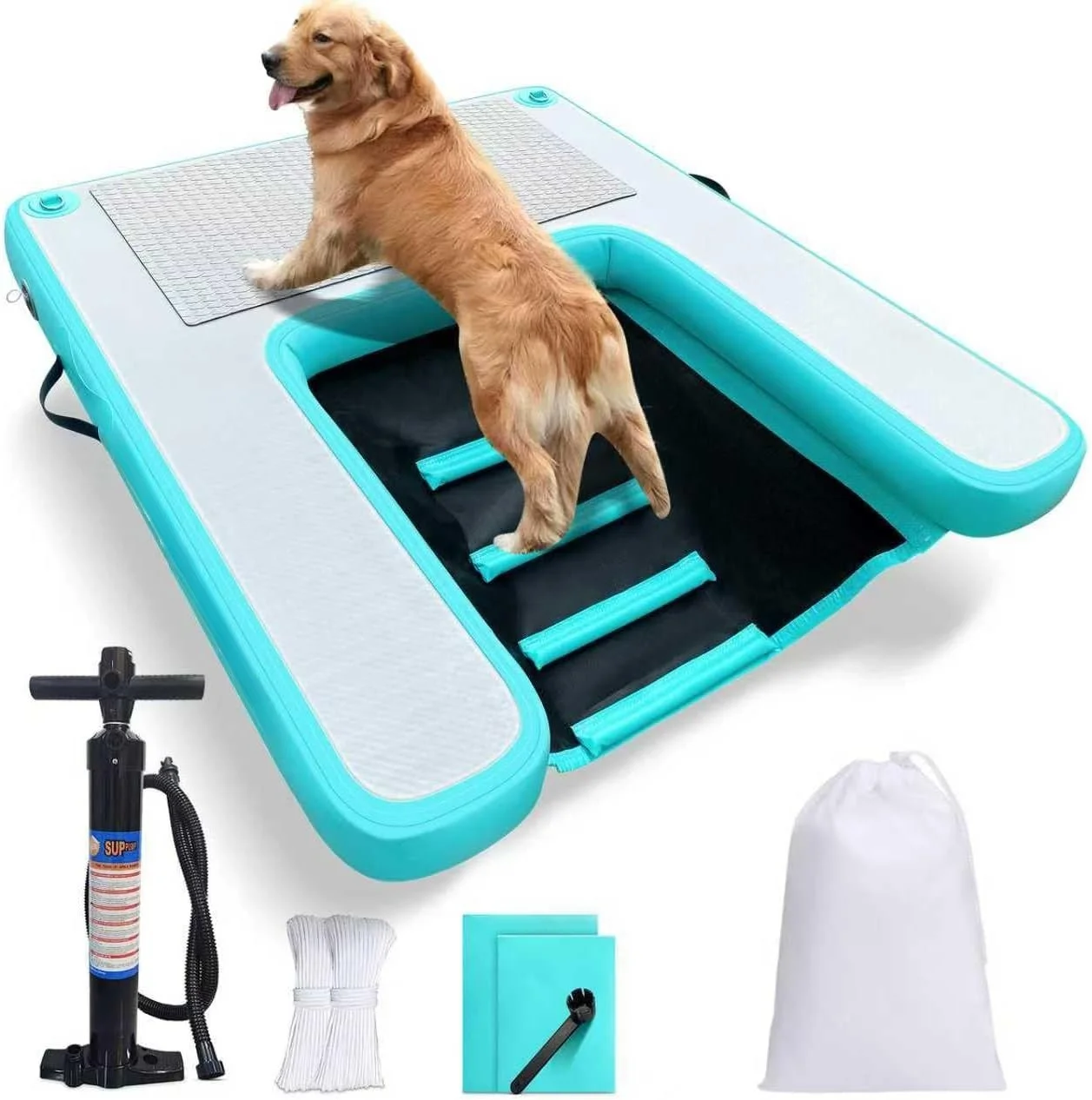 

Pet-Friendly PVC Inflatable Dock Platform For Dogs Floating Boat Pontoon Dock Chairs 100-500kg Capacity For Water Leisure Use