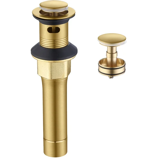 

Bathroom Sink Drain Vanity Sink Drain with Strainer Basket Brushed Gold