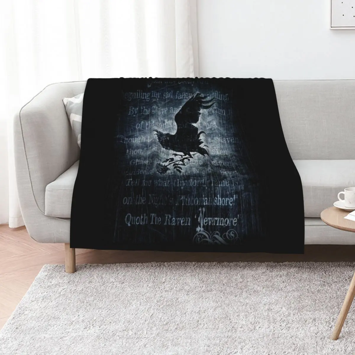 

Nevermore Throw Blanket Flannel Vintage Multi-Purpose manga Blankets