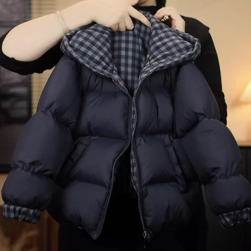 Kids Jacket 2026 Winter Hot Selling Checkered Inner Hoodie Thickened Warm Solid Color Loose Cotton Clothing For Children