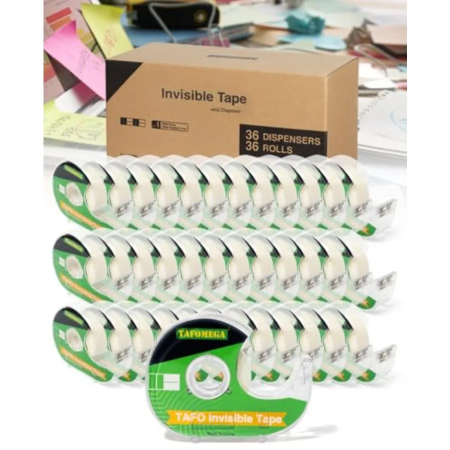 

Invisible Clear Tape Bulk Rolls, 36 Packs Gift Wrapping Tape for School Office Craft Job with Dispenser Frosted Writable-7/10 X