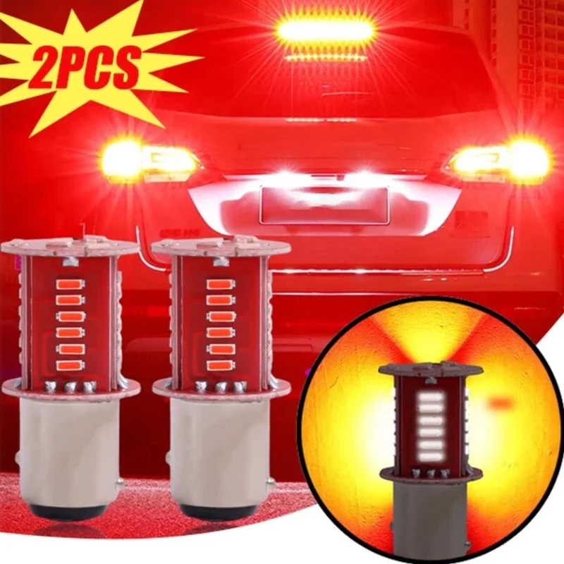 

2 pcs/set Car Signal Lamp Universal Auto Motorcycle 1157 LED Warning Brake Light 360 Degrees Lighting Strong Spotlight Bulb Lamp