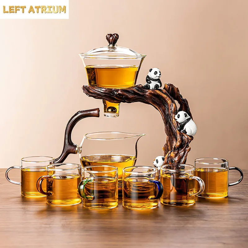 Lazy Glass High Borosilicate Automatic Tea Set Panda Kung Fu Tea Set