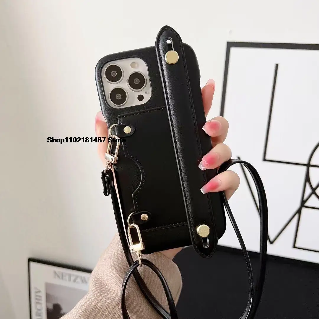 

Suitable for iPhone 14 Crossbody Lanyard Phone Case 13 Promax Wrist Strap Bracket 12 12 Promax Leather Card 11 Protection Cover