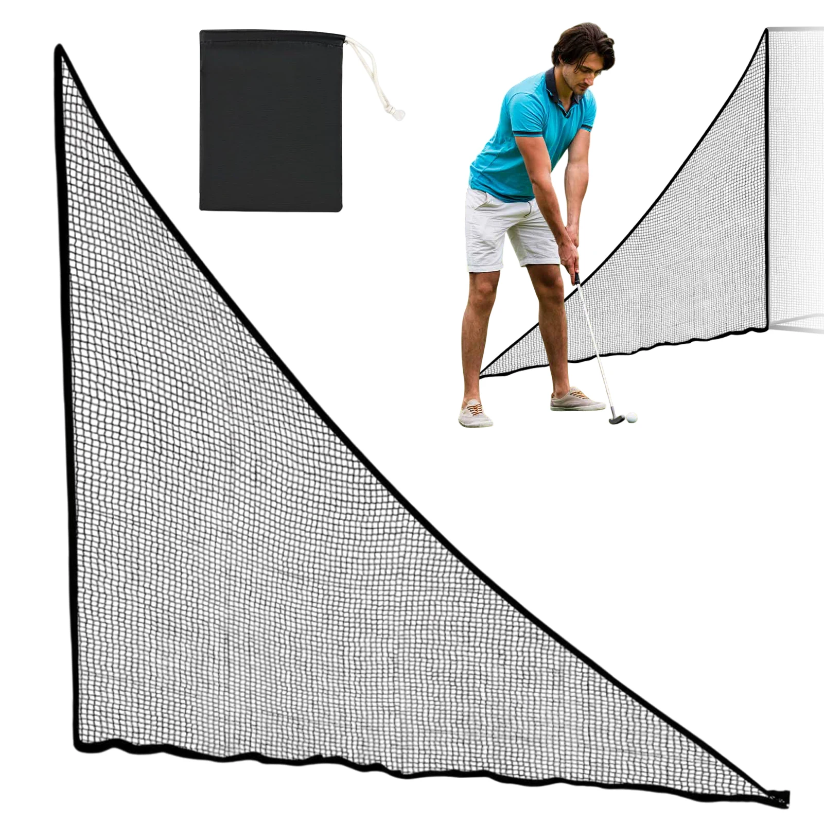 Multi Sport Practice Net for Golf Baseball Hockey 7x7ft Heavy Duty Hitting Net with Sandbag Base for Backyard Indoor Training