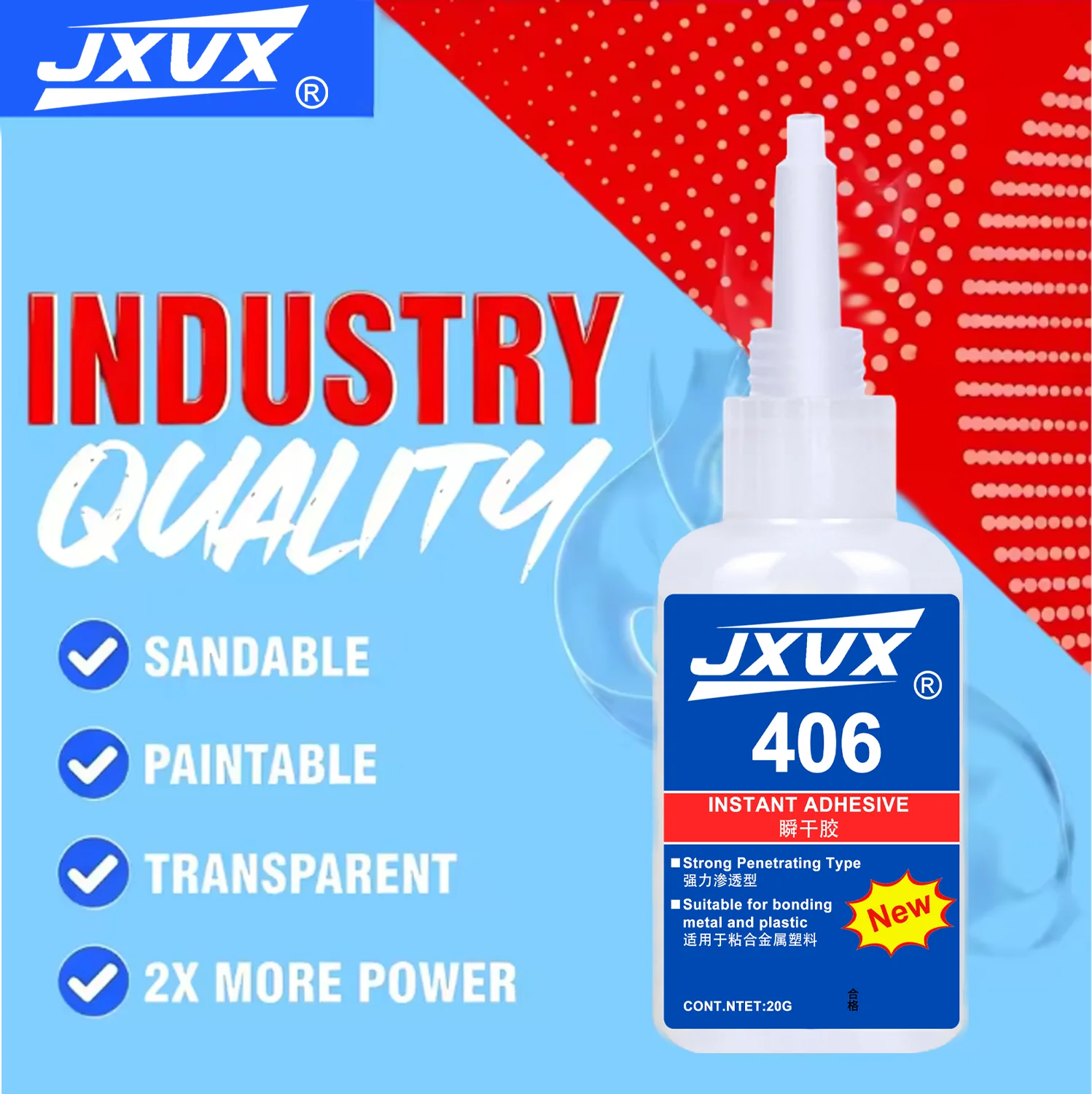 406 Multipurpose Glue, Cyanoacrylate Adhesive, Quick Dry Instant Adhesive, for Rubber, Wood, Glass, Strong Bonding Tool for All