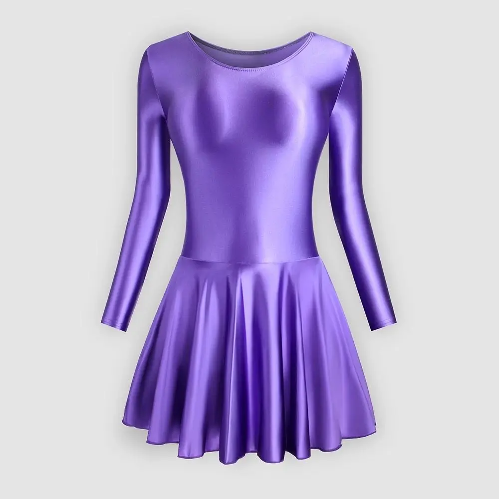 Length 65cm Sexy Women Pleated Yoga Mini Dress Bodycon Long Sleeve High Waist Sport Gym Dress