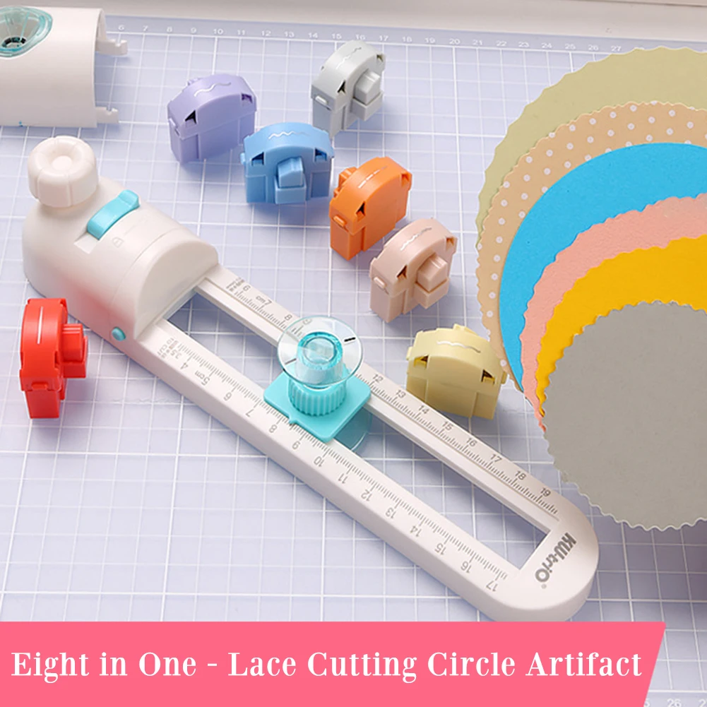 8 In 1 Paper Circle Cutter Set Multifunctional Scrapbooking Cards Cutters DIY Craft Cutting Tool Lace Cutting Circle Artifact