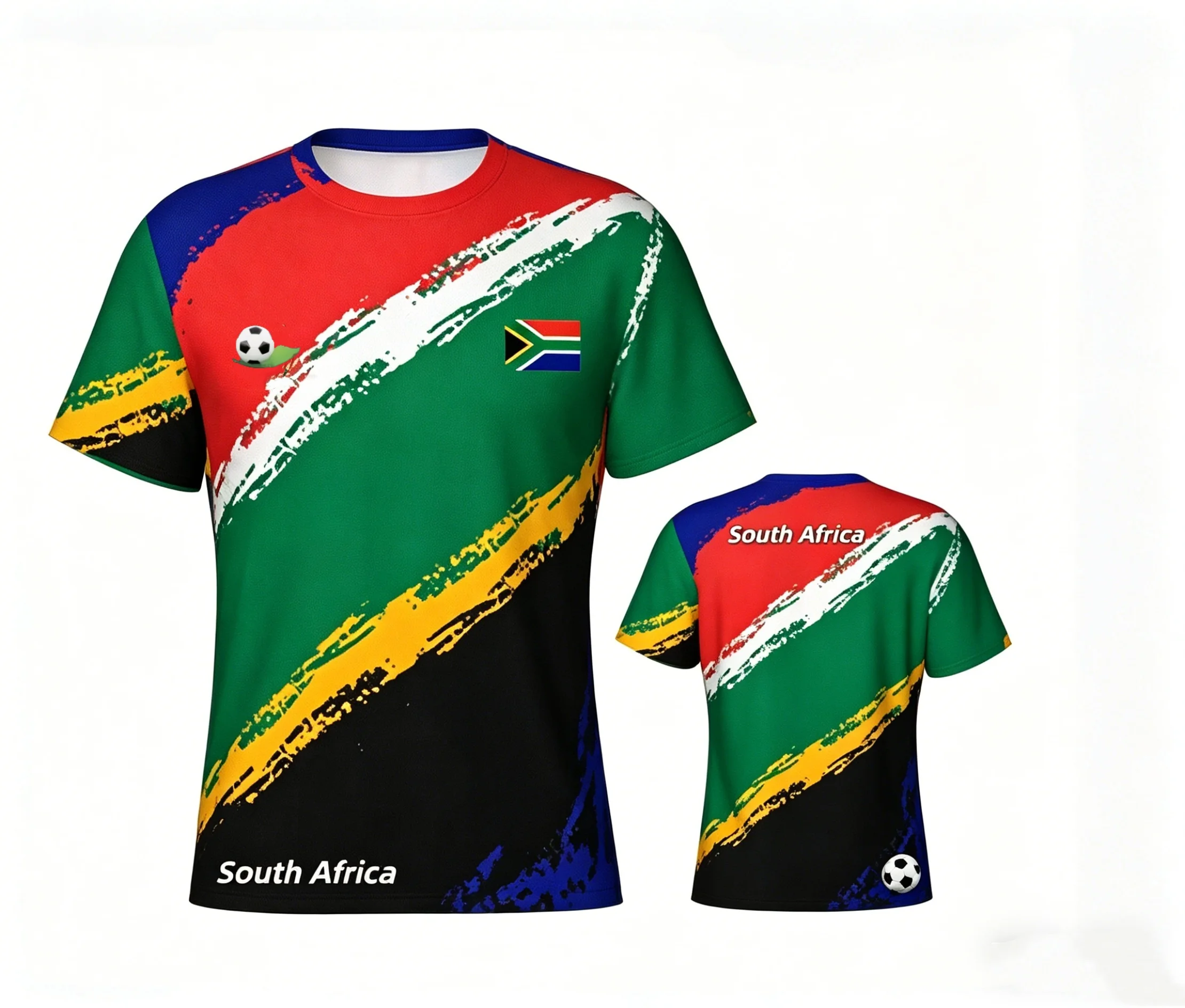 

South Africa Football T Shirts Summer Fashion Short Sleeve South Africa Flag 3D Printed T-shirts Casual O Neck Loose Mens Tees