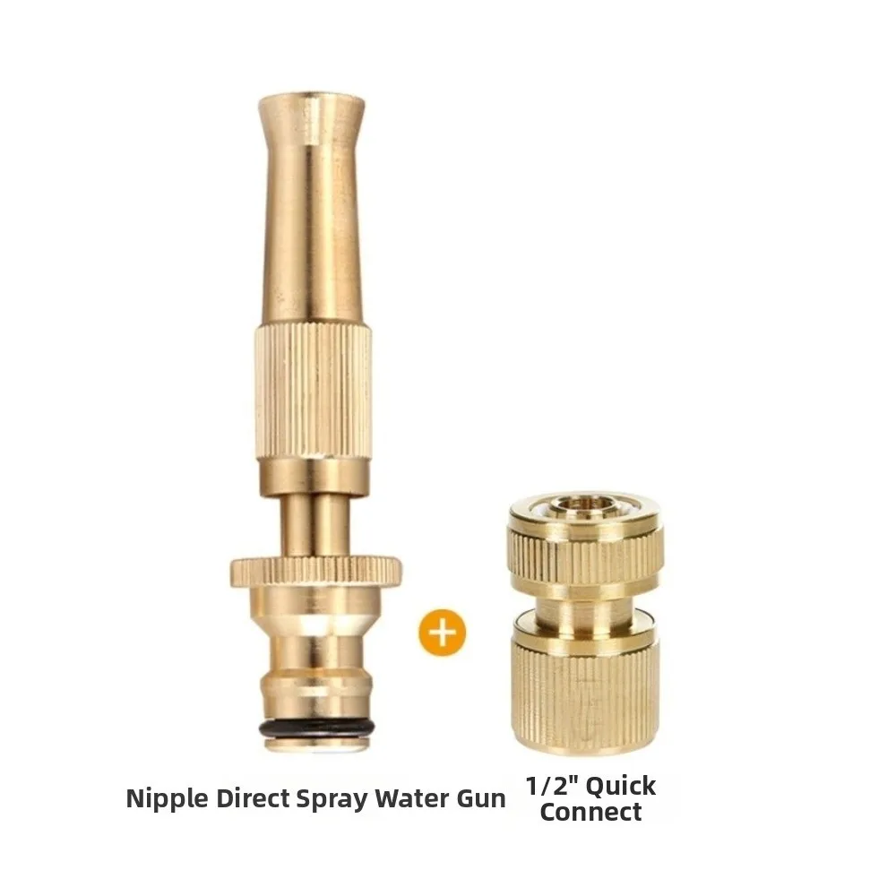 Brass Material Spray Nozzle Alloy Construction Direct Spray High Pressure Water Gun Adjustable Flow Home Garden Hose