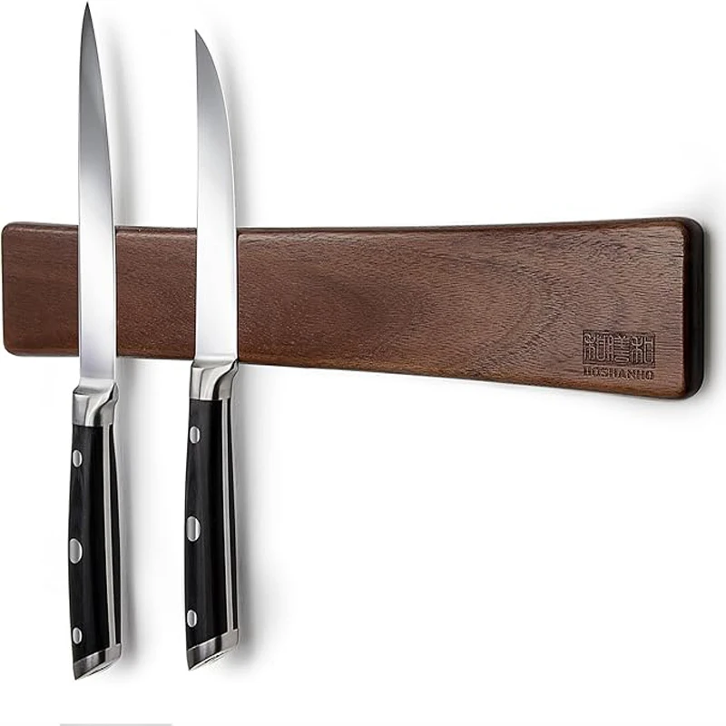 

Magnetic Knife Strips, Magnetic Knife Holder for Wall 16 Inch, Acacia Wood Knife Magnetic Strip Use as Knife Bar, Knife