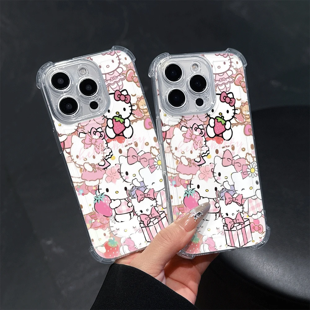 

Чехлы для мобильных телефонов Sanrio для IPhone14 Pro IPhone 16/15/14/13/12/11/x/xs/xs Max, женский прозрачный чехол для телефона Hello Kitty Cat Toys