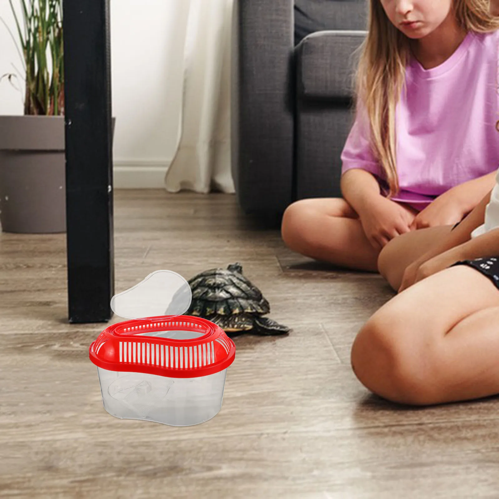 الحيوانات الأليفة السفر الناقل الزواحف تررم مع مقبض التهوية منصة حمامات الشمس خزان بلاستيكي متين للحيوانات الصغيرة في الهواء الطلق