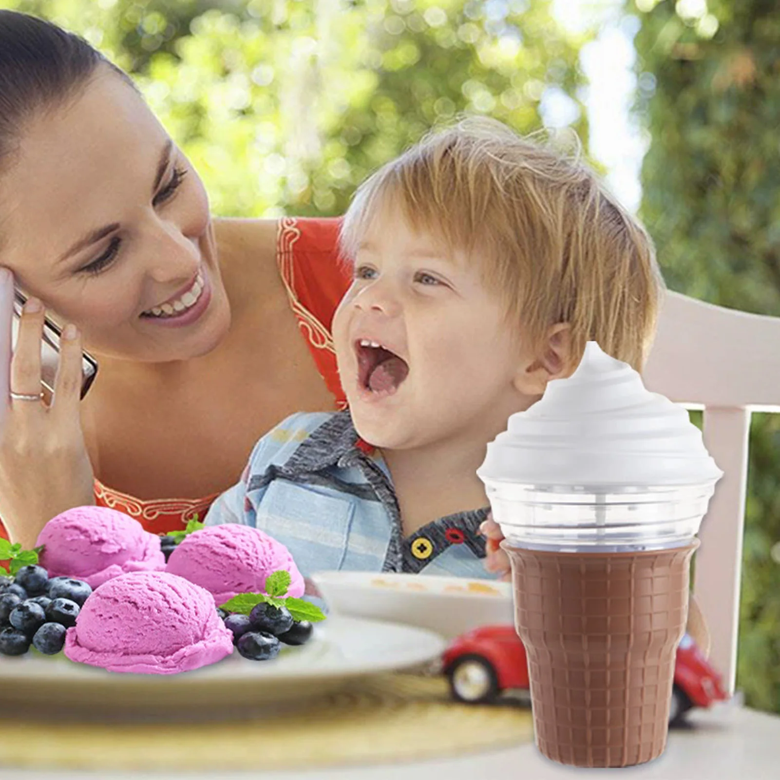 DIY Ice Cream Maker Machine for Homemade Ice Cream Sorbet Frozen Yogurt Beginner Friendly Safe ABS PP Material USB Plug in 5V