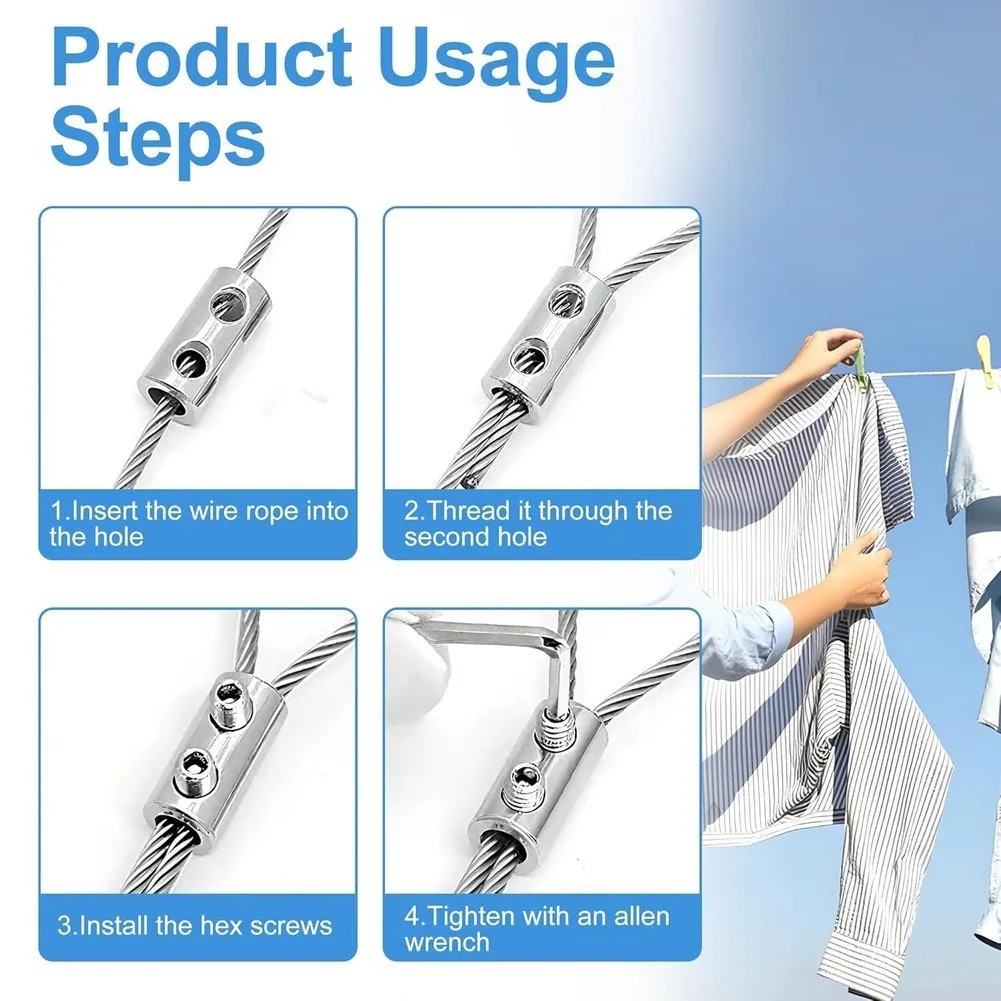 40pcs Copper Rope Clamps with Dual Holes for 1.5mm 2mm Wires Suitable for Clothesline Anchoring and Light-Duty Cable Fixing