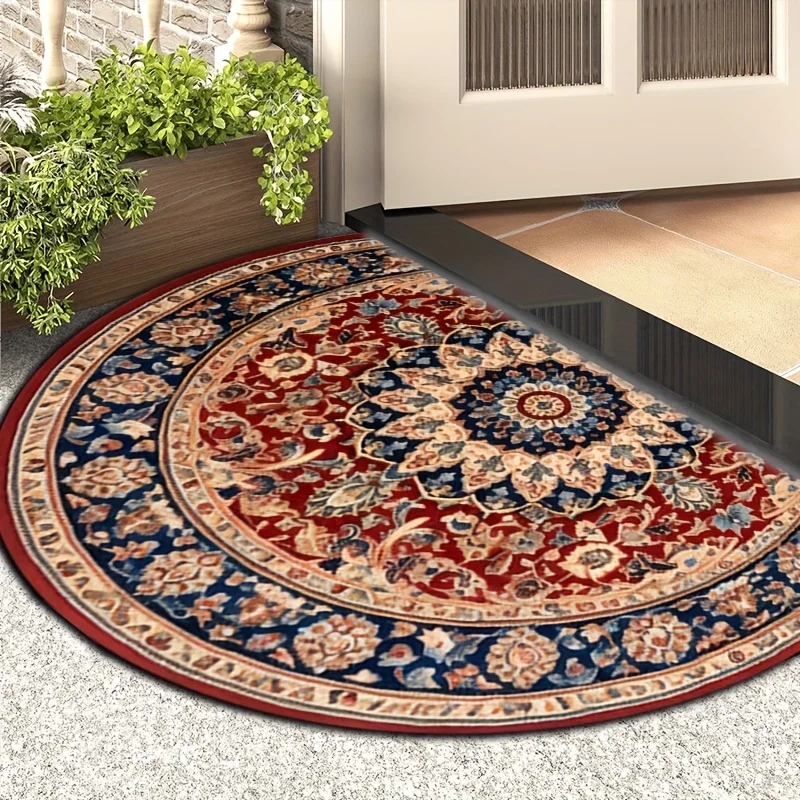 VIKAMA Bohemian Half-Circle Doormat Indoor & Outdoor Non-Slip Entrance Welcome Mat Kitchen & Bedroom Rug Home Decor
