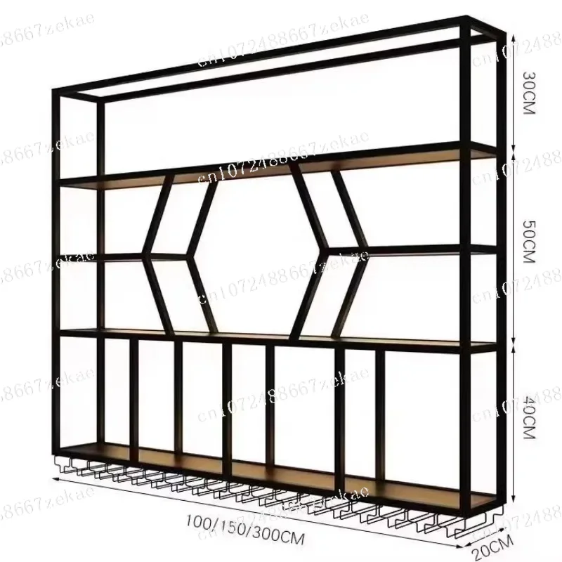 Bar  living room, dining room, bar counter against the wall, wrought iron wine cabinet, shelf, wine, red wine, wall-mounted