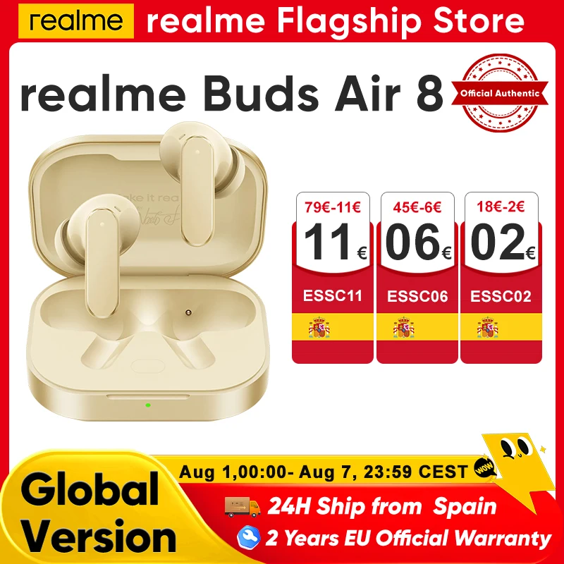 realme Buds Air 8 nuevos auriculares Bluetooth con asistente de IA, 55 dB y 58 …
