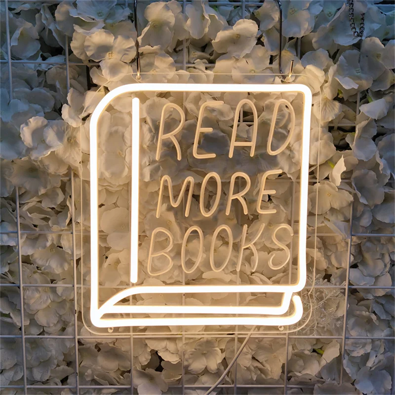 

Neon Sign Read More Books for Classroom Decoration USB Neon LED Sign for Bookstores Reading Room Study Spaces Bedroom Decoration