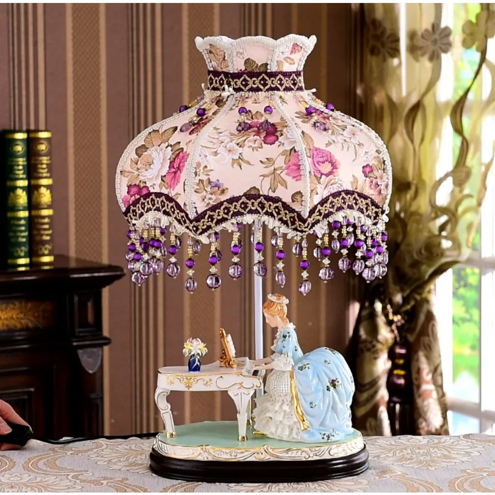 High-end luxury European ornaments, porcelain dolls, living room, hative ceramic figures, playing piano