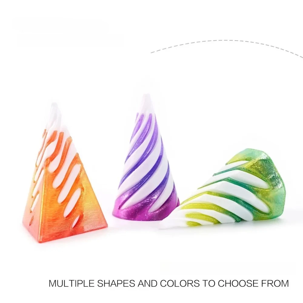 3D Printed Helix Screw Rotating Toys Stress Reducing Tool Pyramid Passthrough Sculpture Spiral Cone Ornaments Home Decoration