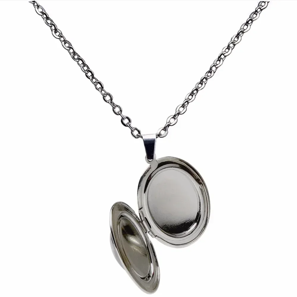 Mood Necklaces Retro Elliptical Pendant Necklace with Temperature Control for Color Change Stainless Steel Chain Jewellery Women