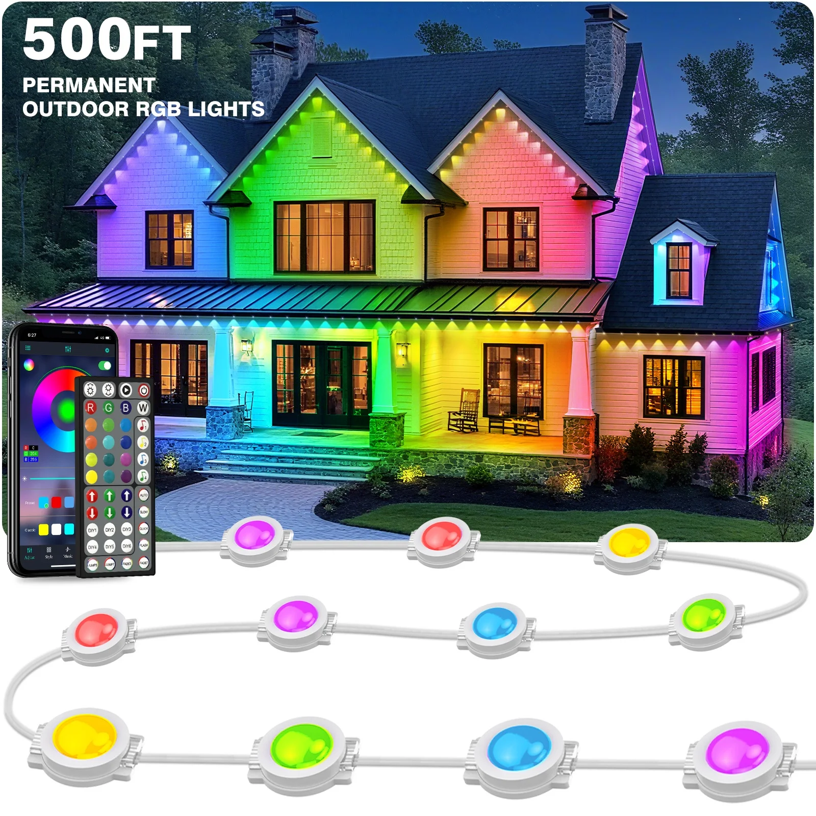 Smart Garden Diy - 500FT Permanent Outdoor LED String Lights