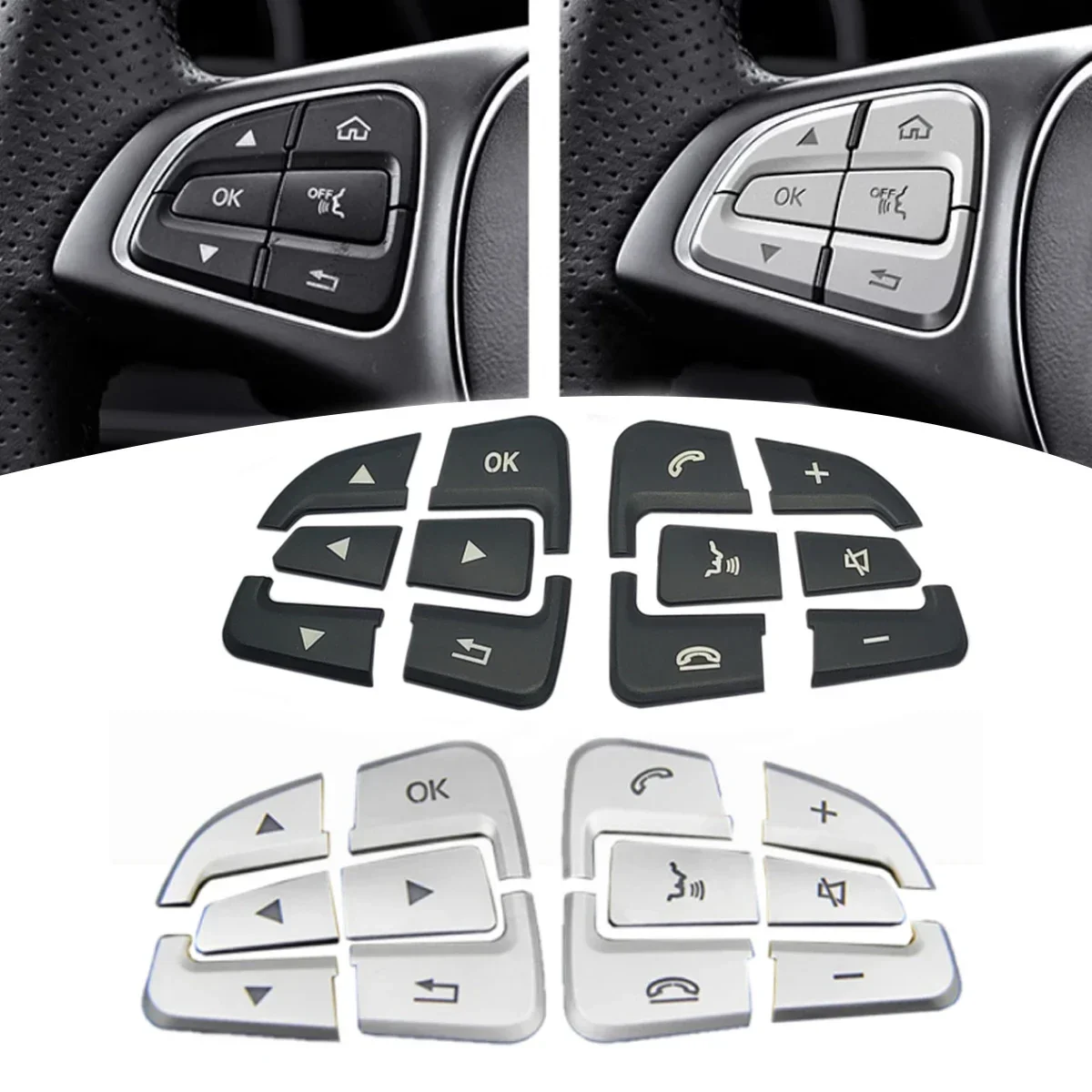 

Car Steering Wheel Button Cover Trim lnner Decoration Sticker for Mercedes Benz A B GLA CLA GLS GLE CLS W176 W246 W177