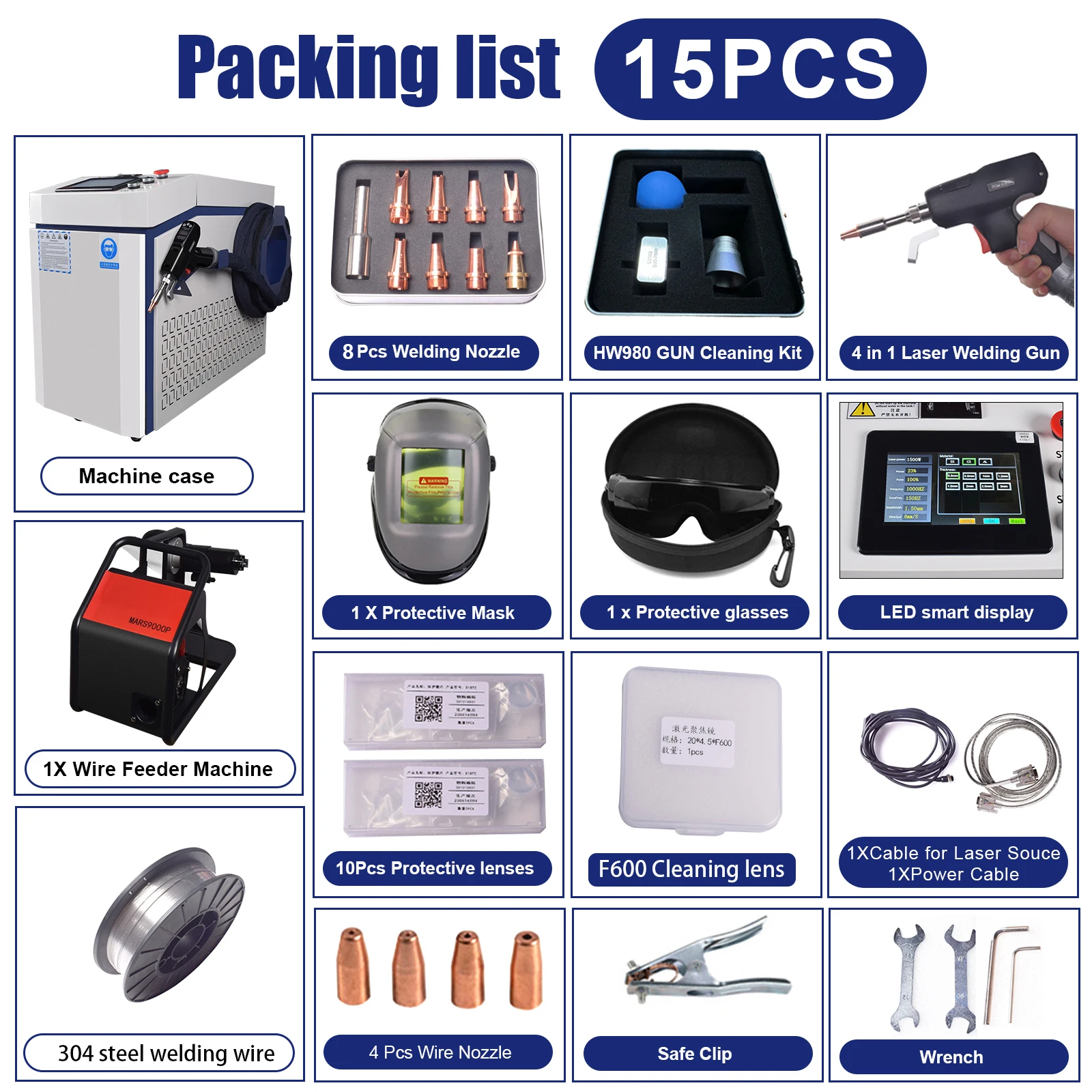 1500W Laser Welding Machine 4 IN 1 Welder 1500W Raycus Laser Source for Metal Welding Cleaning Cutting US STOCK EU STOCK 220V