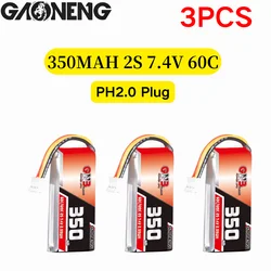 3PCS GNB GAONENG 2S 350mah 7.4V 60C LiPo battery With PH2.0 Plug for BETAFPV Beta75X Tiny Whoop Drones Small Car