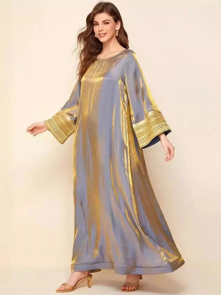 Shiny Satin Maxi Abaya Damen Dubai Luxury 2024 Abayas For Women Muslim Kaftan Dress Islam Caftan Marocain Robe Femme Musulmane