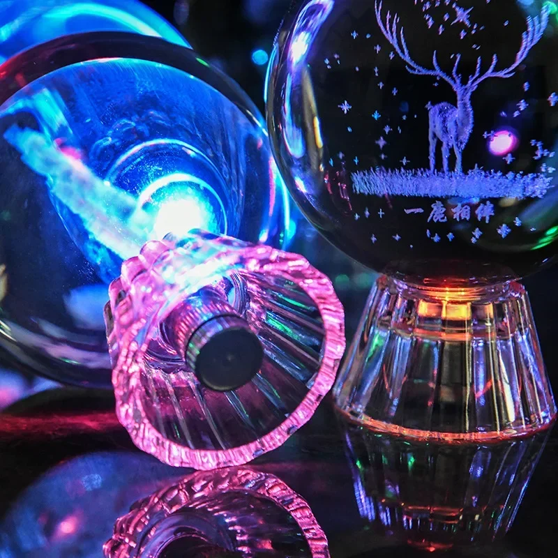 3D Crystal Ball Laser Engraving 12 Constellation Solar System deer Bear Globe Astronomy Birthday Gift Home Desktop Decoration