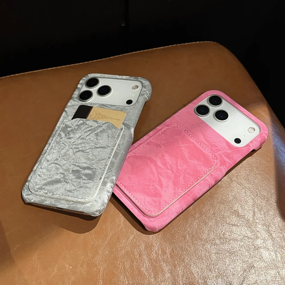 الفاخرة المخملية النسيج فتحة بطاقة المحفظة الحال بالنسبة آيفون 11 12 13 14 15 16 زائد 17 برو ماكس الهواء ماتي للصدمات الصلب غطاء الوفير #5