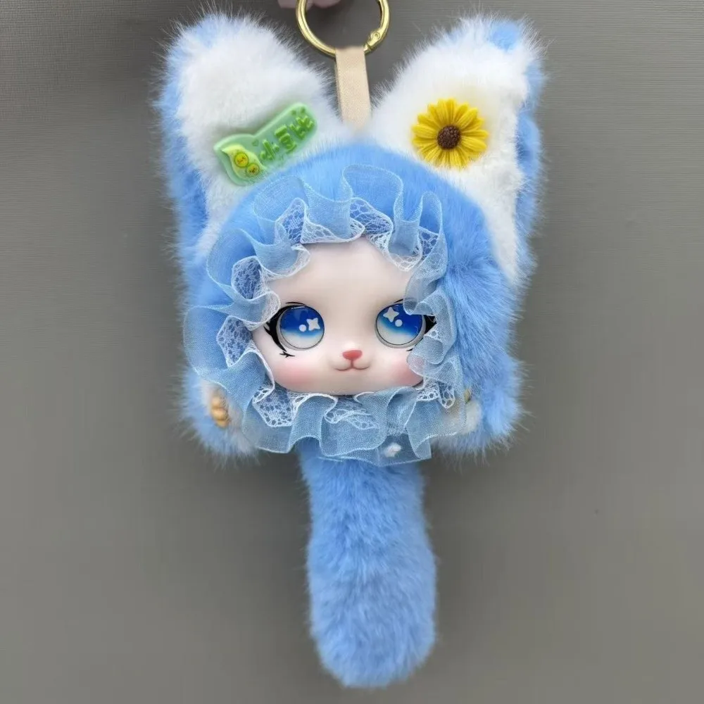 Cartoon Long Tail Cat Keychain Hanging Charm Lace Border Cat Ornaments Kawaii Bag Decoration Gift