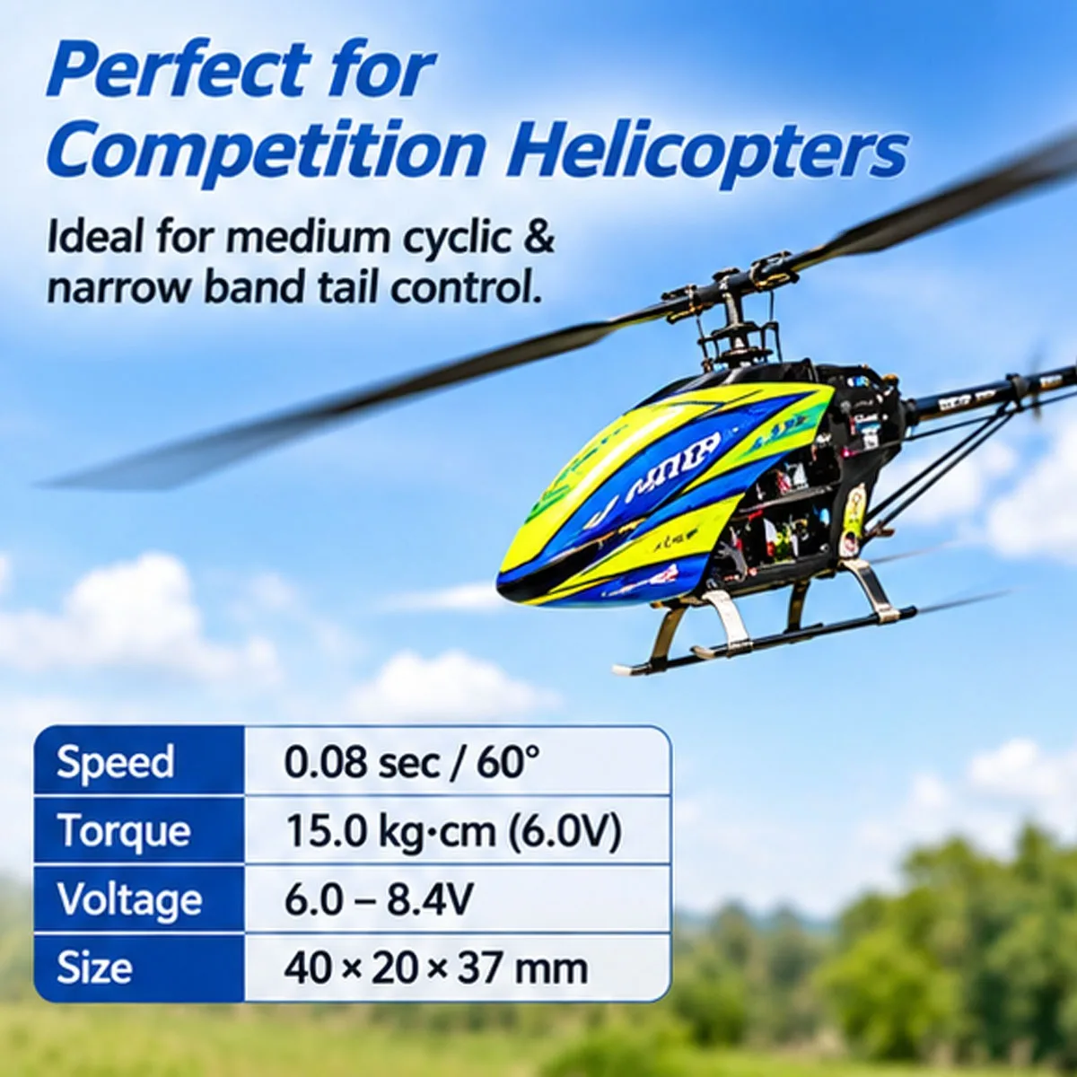 GDW G55 Narrow Band Tail Servo for Competition RC Helicopter, High Speed Brushless Medium Digital Servo