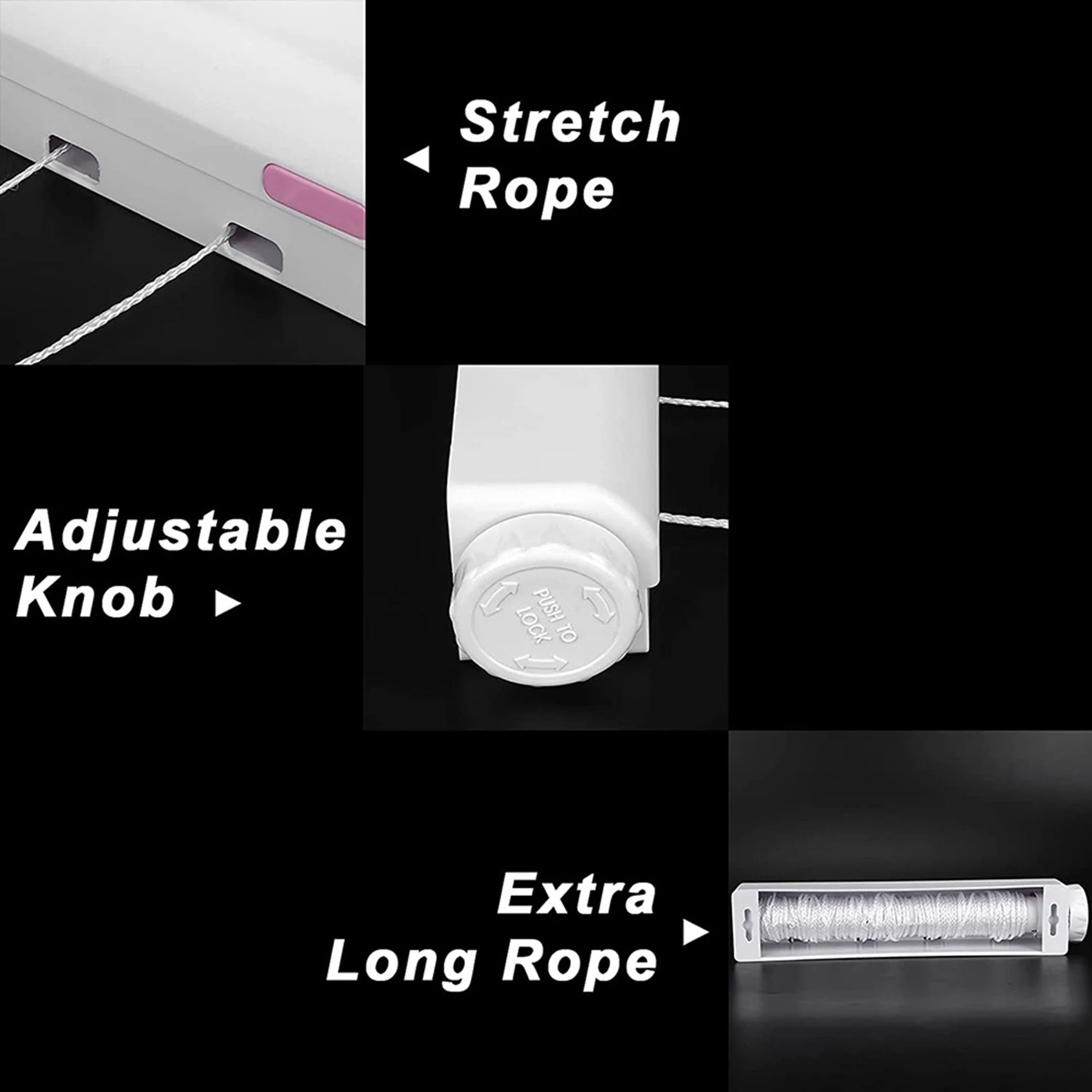 Retractable Clothesline Telescopic Indoor Outdoor Wall Mounted Clothes Dryer Line Drying Rope Hanger (4 Lines)