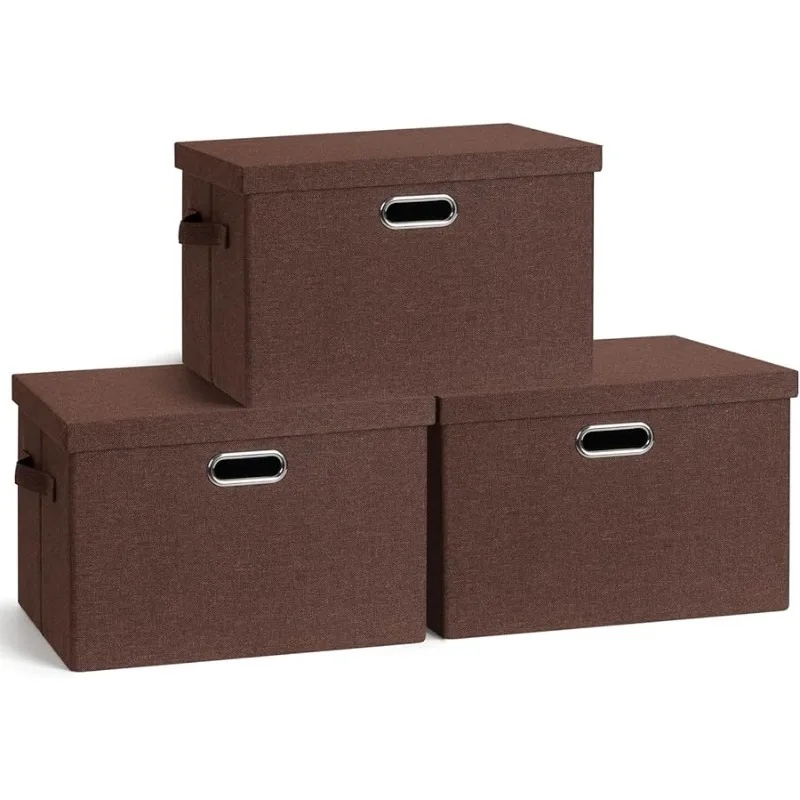 

Large 17" 36 Quart Collapsible Stackable Storage Bins with Lids, 3 Packs Dark red Foldable Fabric Closet Storage Boxes with Lids