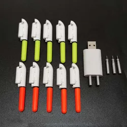 10 Stks/partij Led Stick Elektronische Lichtstick Clip Op Hengel Tip Waterdichte Gloeiende Lamp Oplaadbare Batterij A546