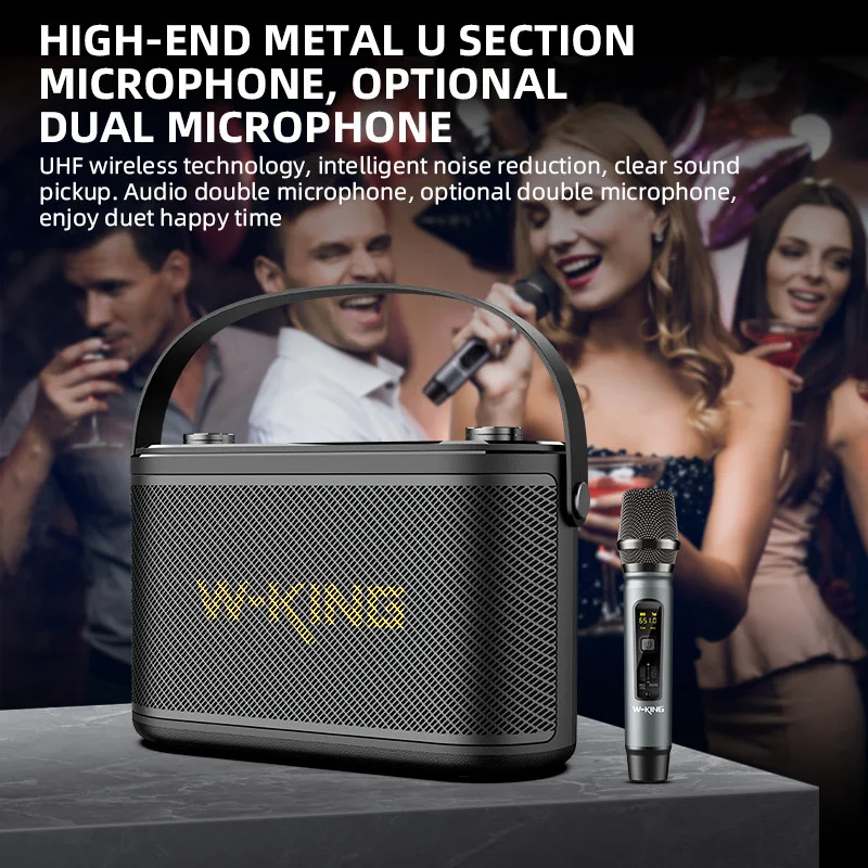 W-king-h10s outdoor 80W portable Bluetooth speaker high volume portable square dance microphone karaoke high-power sound