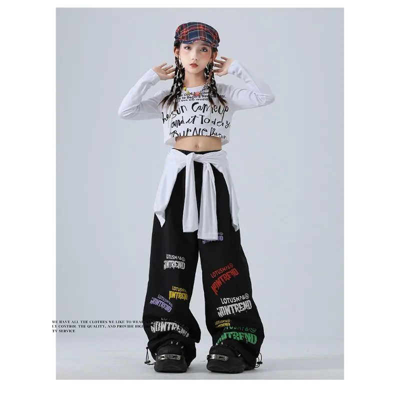 Pink Jazz Dance Outfit Kpop Hip Hop Crop Top Slim Trouser 2Pcs Sweet Runway Stage Show Trendy Two Piece Performance Matching Set 4