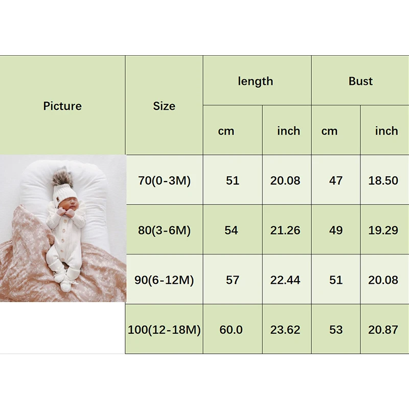 New Winter Baby Girl’s Knitted Long Sleeve Sweater Jumpsuit Fashion Solid Color Round Neck Ruffles Button Warm Romper Outfits