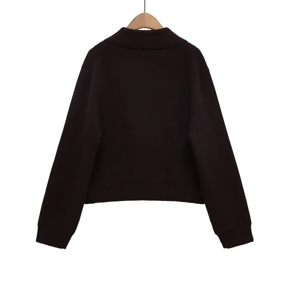 2025 Musim Gugur Fashion Wanita Baru Gaya Milan Cerdas Prancis Mantel Pendek Terbuka Rajut Berkancing Ganda