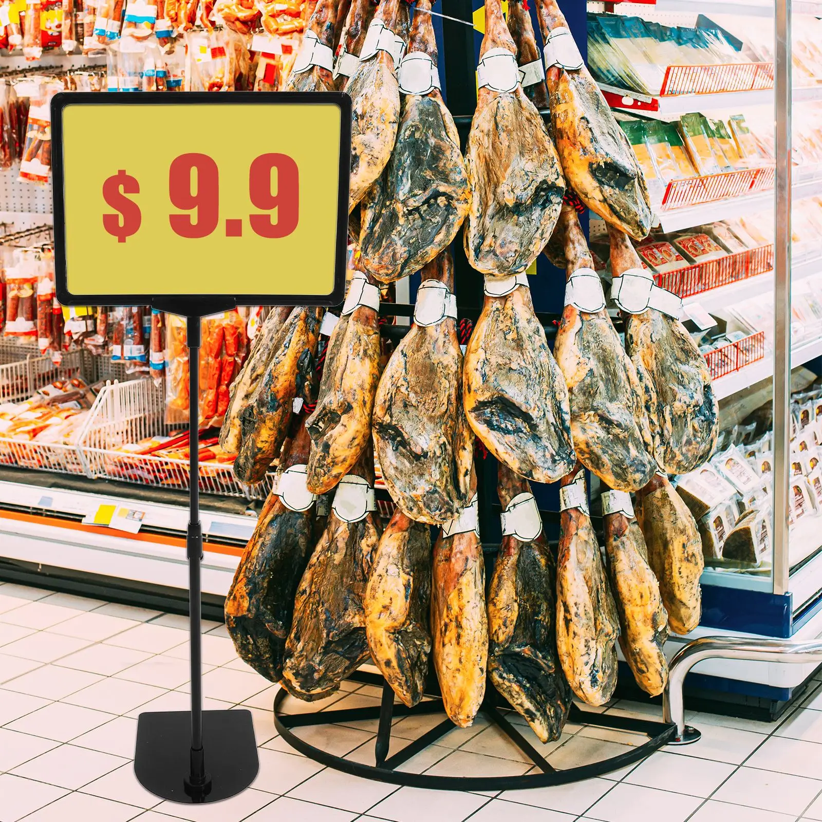 Supermarket Price Tag Advertising Promotional Sign Both Vertical Horizontal View Height Adjustable Up Double-Sided Board Sign