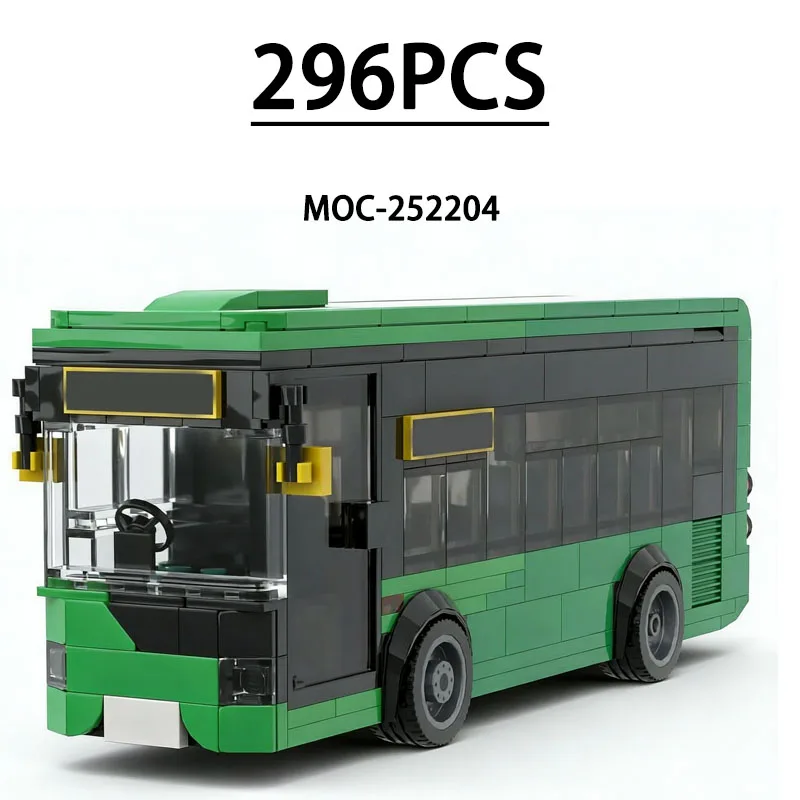 MOC-252204 Building Block City Service Bus Single-Level Bus Model 296 Pieces Birthday Toy Christmas New Year Gift Ornament