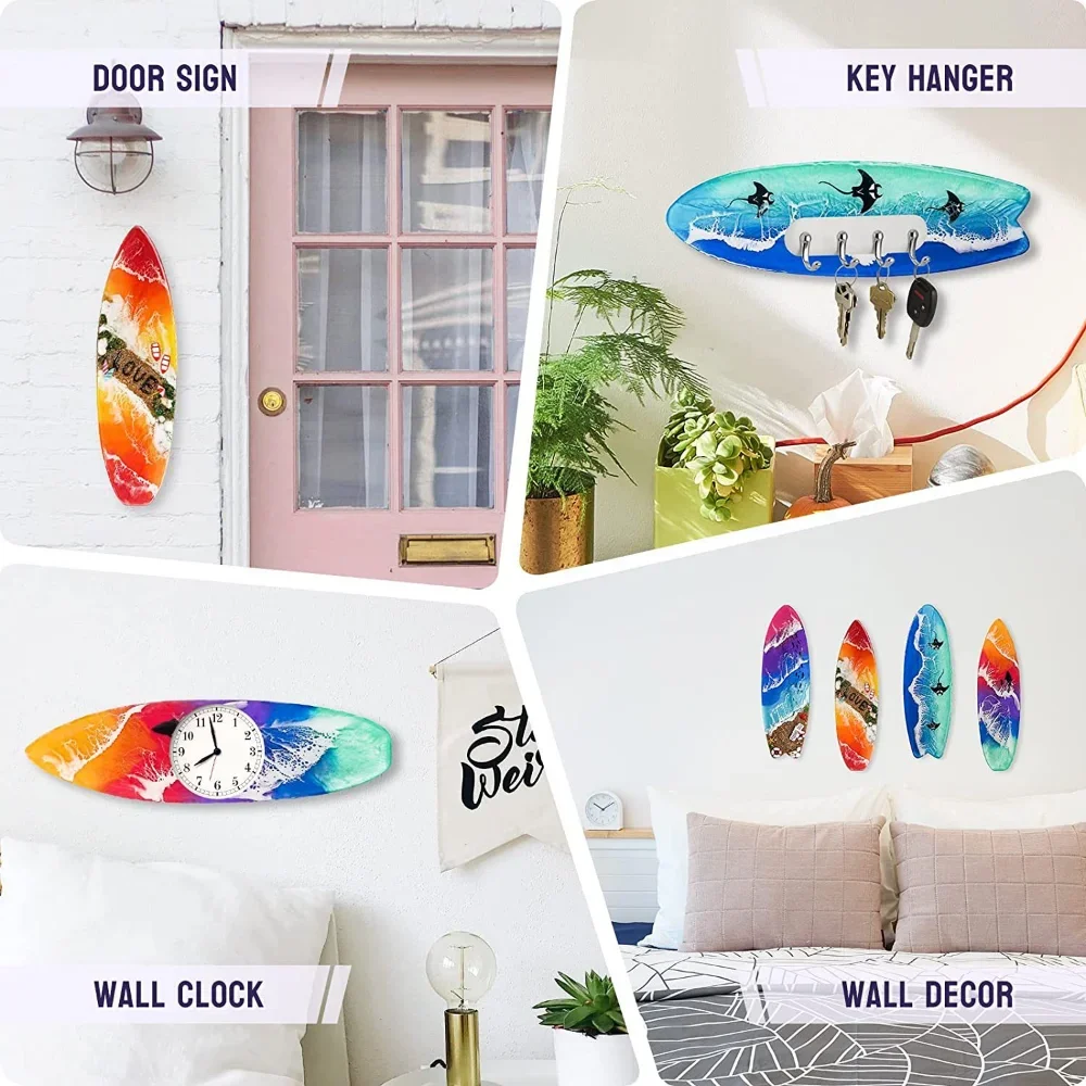 Surfboard Resin Tray Silicone Molds DIY Large Resin Epoxy Molds Ocean Waves Art Wall Decor Serving Board Serving Tray Mold