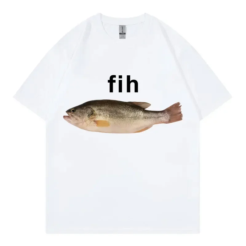 HOT SALE Funny Fih Fish Meme Prin Crew Neck T-shirt Fashion Short Sleeve T Shirts Women Casual T-shirts Summer Streetwear
