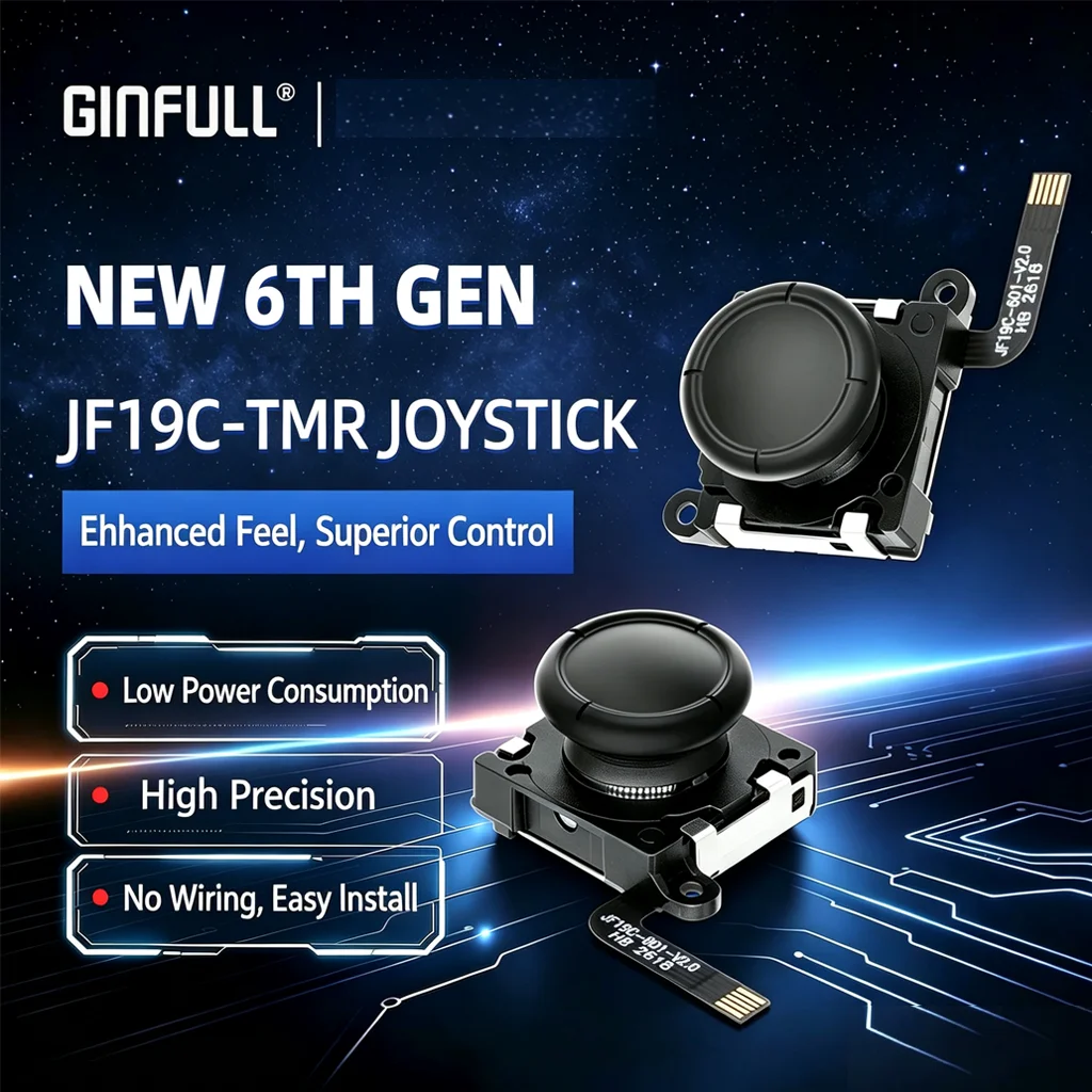 GINFULL 6th Gen TMR Electromagnetic Joystick 3D Analog Stick Sensor For Nintend Switch/Lite/OLED Joy Controller Con Rocker